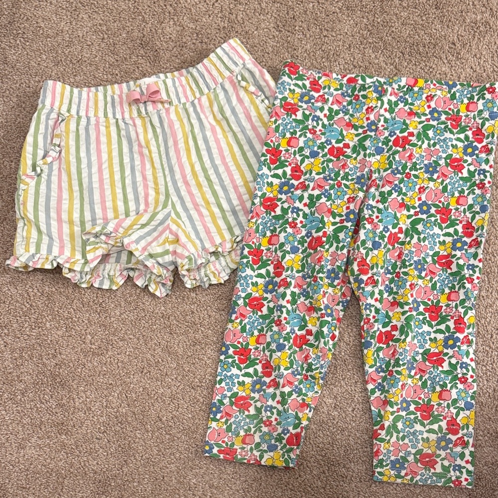 Boden girls size 8 bundle - pastel striped shorts & floral capri pants